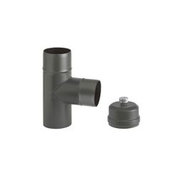 Porcelain enamelled male/male tee union with condensate drain plug